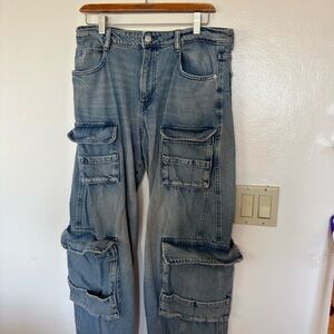 Women's Blue Cargo Jeans